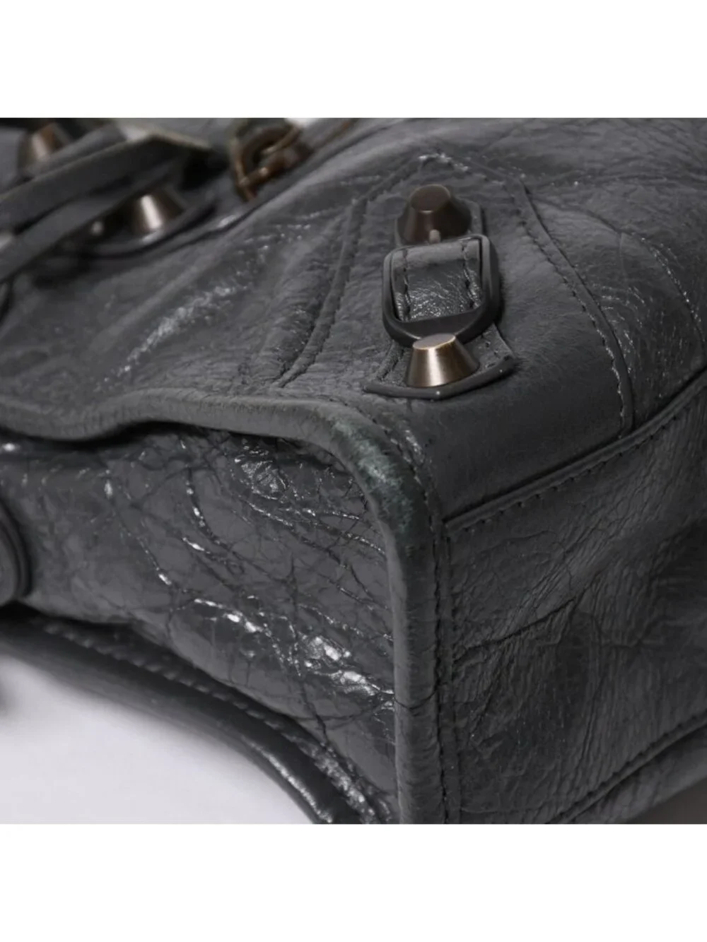 Balenciaga Classic Mini City 2-Way Bag Leather Gray Antique Gold